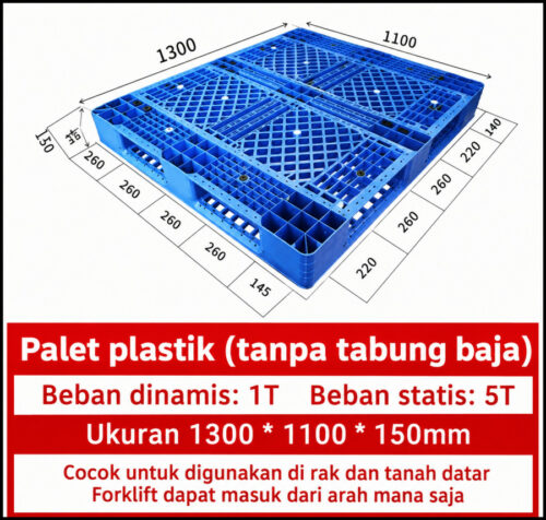 PALLET PLASTIK BARU WARNA BIRU LINHUI 1311 STACKABLE 130x110x15 CM: Solusi Pallet Plastik Kuat untuk Penyimpanan, Pergudangan dan Distribusi Barang