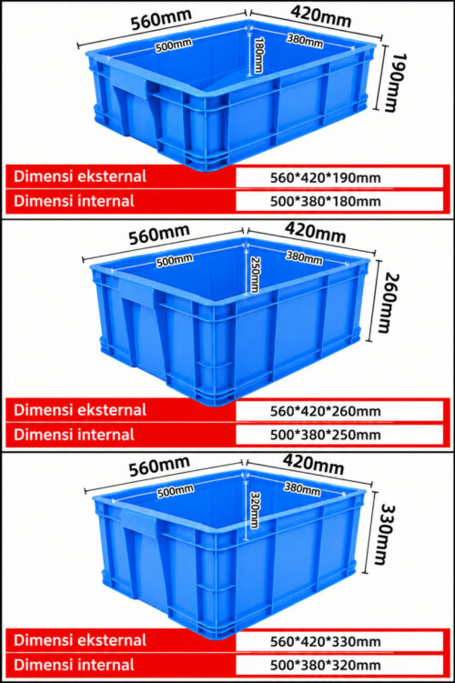 BOX CONTAINER PLASTIK INDUSTRI LINHUI TIPE 500-180, 500-250, 500-320 BOX CONTAINER PLASTIK INDUSTRI LINHUI TIPE 500-180, 500-250, 500-320 (3 TIPE) | RAJA PLASTIK INDONESIA