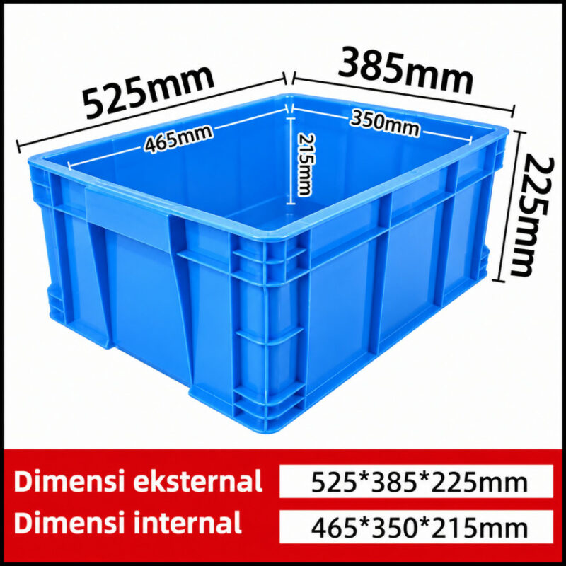 BOX PLASTIK CONTAINER INDUSTRI SERBAGUNA LINHUI TIPE 465-220 UKURAN 525×385×225 MM | RAJA PLASTIK INDONESIA