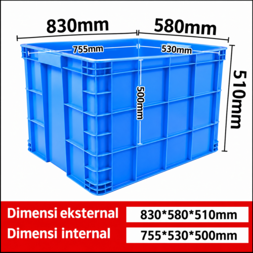 CONTAINER BOX PLASTIK BESAR INDUSTRI LINHUI TIPE 755 UKURAN 83x58x51 CM | RAJA PLASTIK INDONESIA