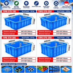 CONTAINER BOX PLASTIK INDUSTRI LINHUI 4 TIPE 575 (190-250-300-350) | RAJA PLASTIK INDONESIA