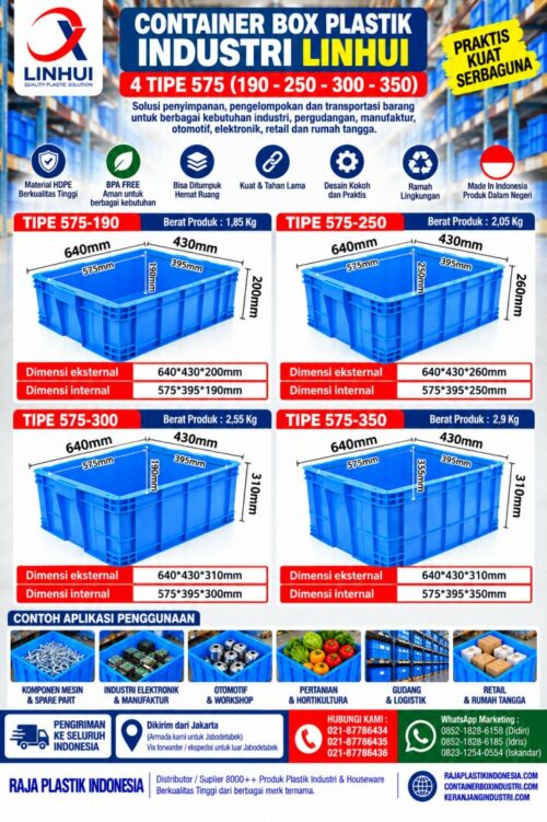 CONTAINER BOX PLASTIK INDUSTRI LINHUI 4 TIPE 575 (190-250-300-350) CONTAINER BOX PLASTIK INDUSTRI LINHUI 4 TIPE 575 (190-250-300-350) | RAJA PLASTIK INDONESIA