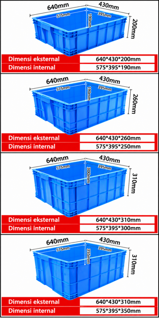 CONTAINER BOX PLASTIK INDUSTRI LINHUI 4 TIPE 575 (190-250-300-350) RAJA PLASTIK INDONESIA